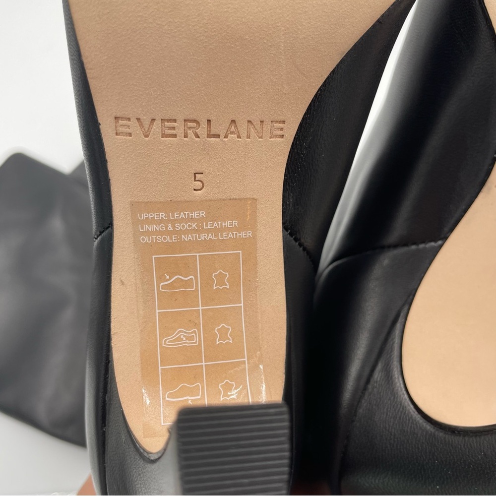 NEW Everlane Black Leather Knee High Pull On Banana Heel Boot in Size 5 - Picture 12 of 16